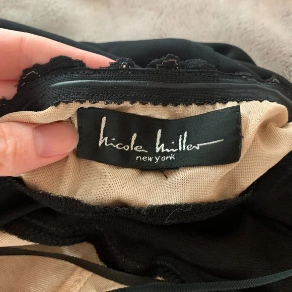 Nicole Miller Black Lace-Trim Midi Dress - Picture 5 of 5